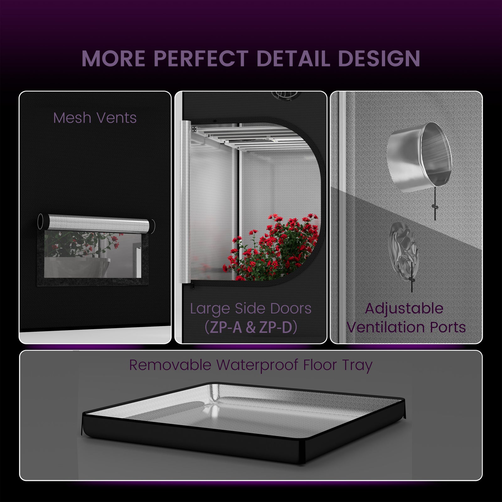 Medic Grow ZP-D 4x4 Grow Tent System 120x120x200cm For Indoor Plants Growing